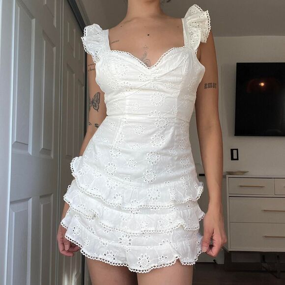 Saints + Secrets White Cotton Mini Dress - Picture 1 of 8